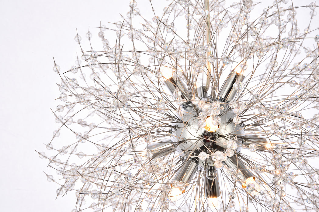 Elegant Lighting 3507D18C Nine Light Pendant, Chrome