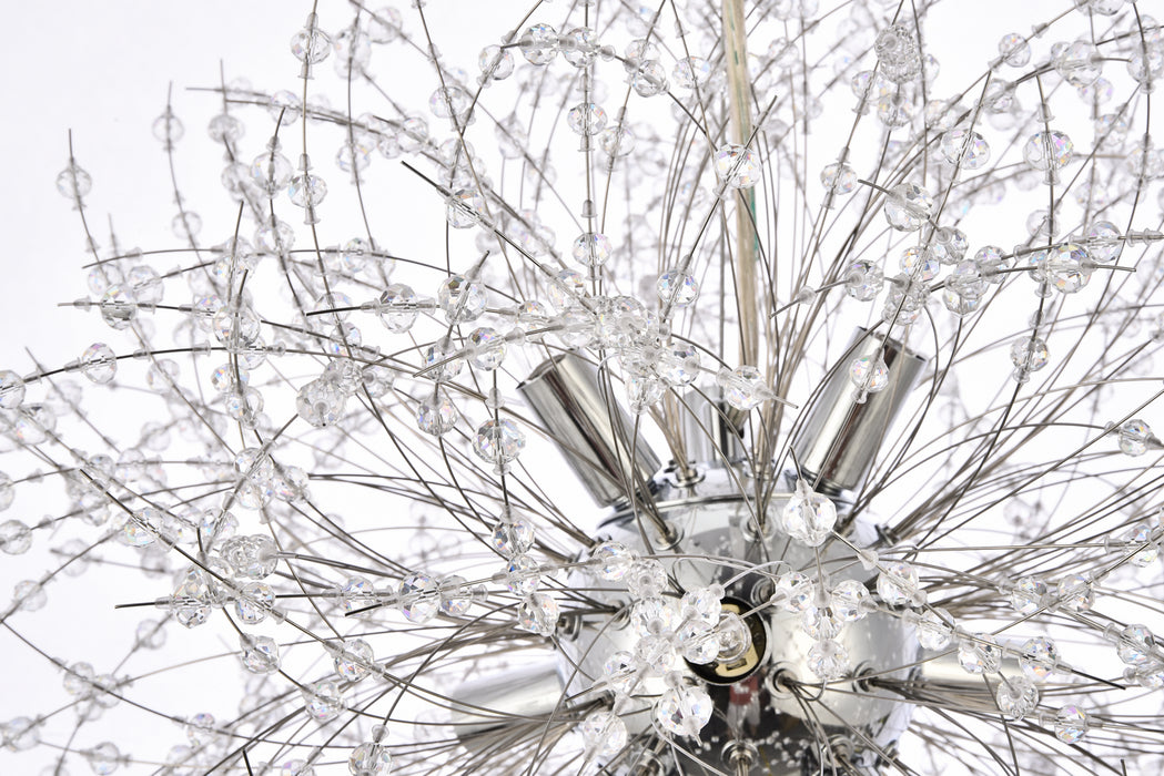Elegant Lighting 3507D18C Nine Light Pendant, Chrome