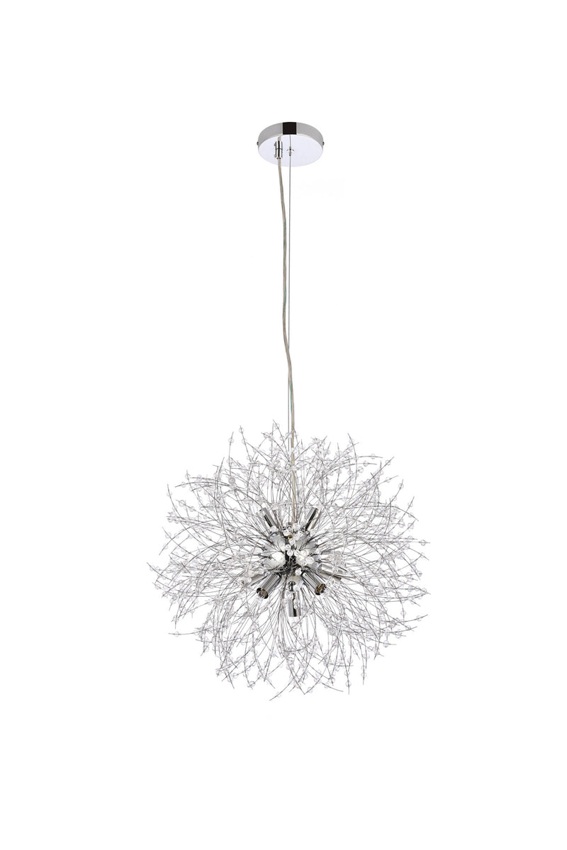 Elegant Lighting 3507D18C Nine Light Pendant, Chrome