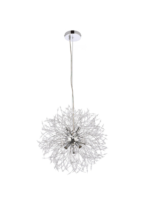 Elegant Lighting 3507D18C Nine Light Pendant, Chrome