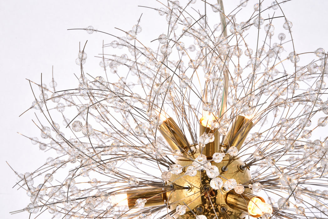 Elegant Lighting 3507D18G Nine Light Pendant, Gold