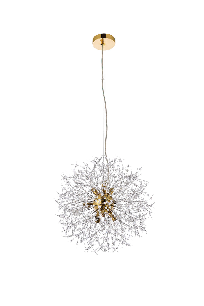 Elegant Lighting 3507D18G Nine Light Pendant, Gold