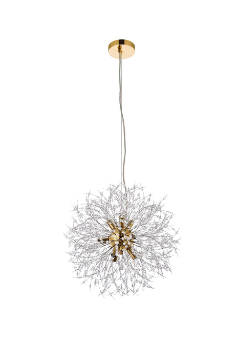 Elegant Lighting 3507D18G Nine Light Pendant, Gold