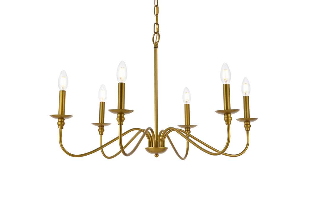 Elegant Lighting LD5056D30BR Six Light Chandelier, Brass