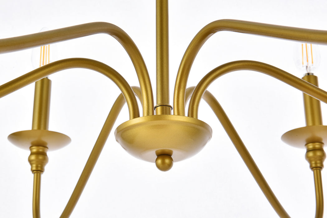 Elegant Lighting LD5056D30BR Six Light Chandelier, Brass