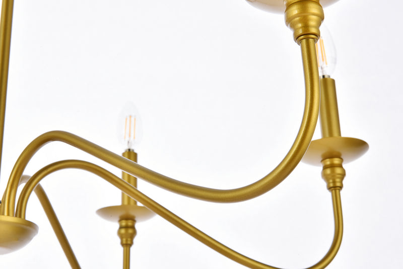 Elegant Lighting LD5056D30BR Six Light Chandelier, Brass