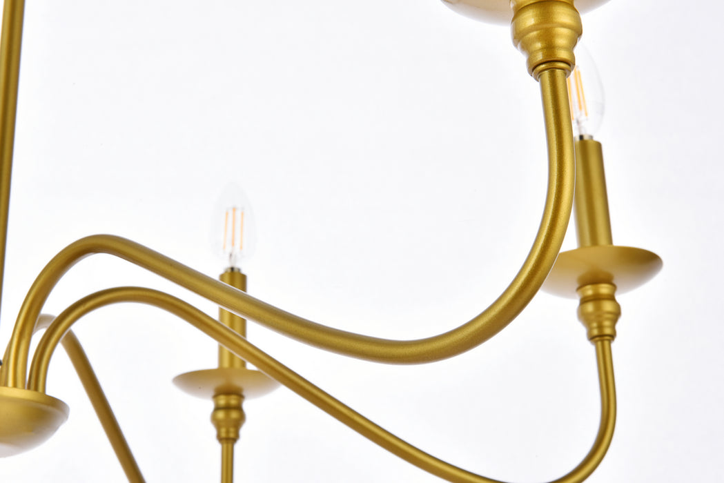Elegant Lighting LD5056D30BR Six Light Chandelier, Brass