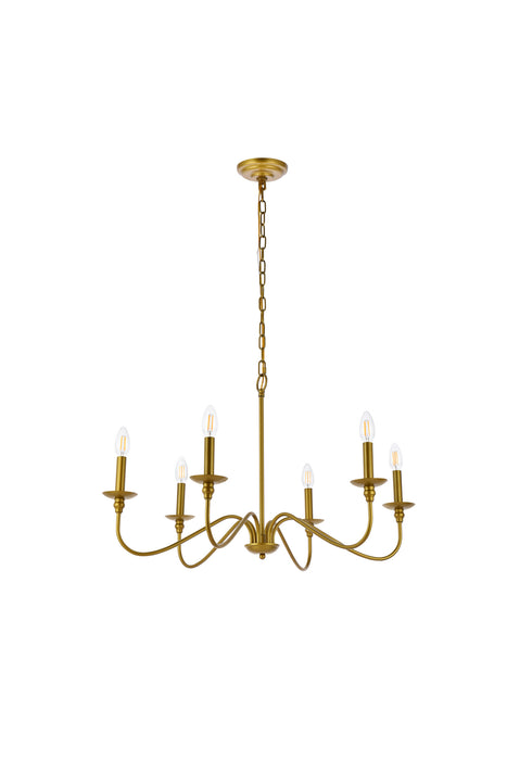 Elegant Lighting LD5056D30BR Six Light Chandelier, Brass