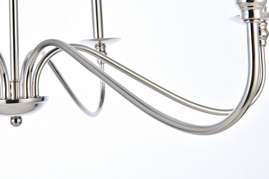 Elegant Lighting LD5056D30PN Six Light Chandelier, Polished Nickel