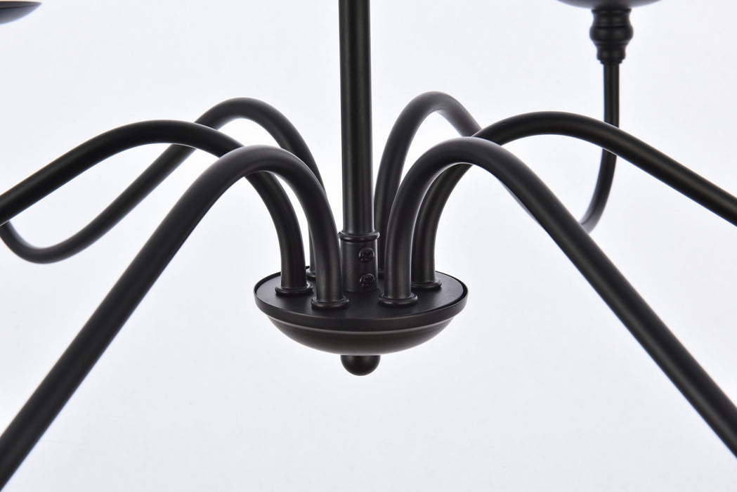 Elegant Lighting LD5056D30MB Six Light Chandelier, Matte Black