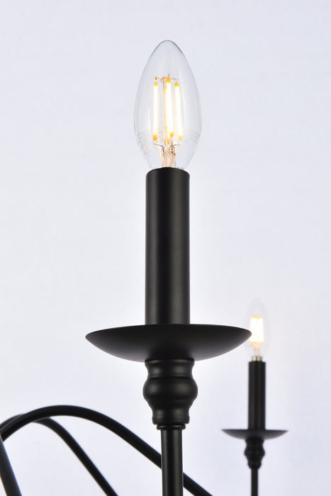 Elegant Lighting LD5056D30MB Six Light Chandelier, Matte Black