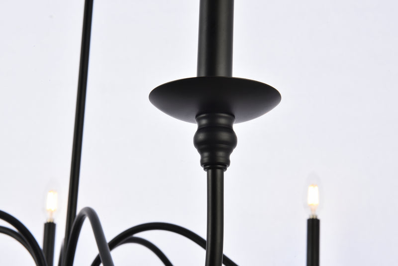 Elegant Lighting LD5056D30MB Six Light Chandelier, Matte Black