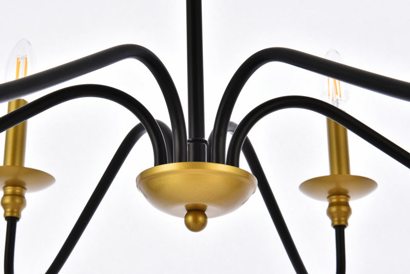Elegant Lighting LD5056D30BRB Six Light Chandelier, brass