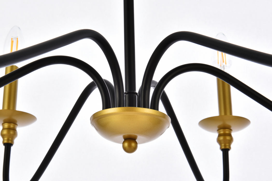 Elegant Lighting LD5056D30BRB Six Light Chandelier, brass