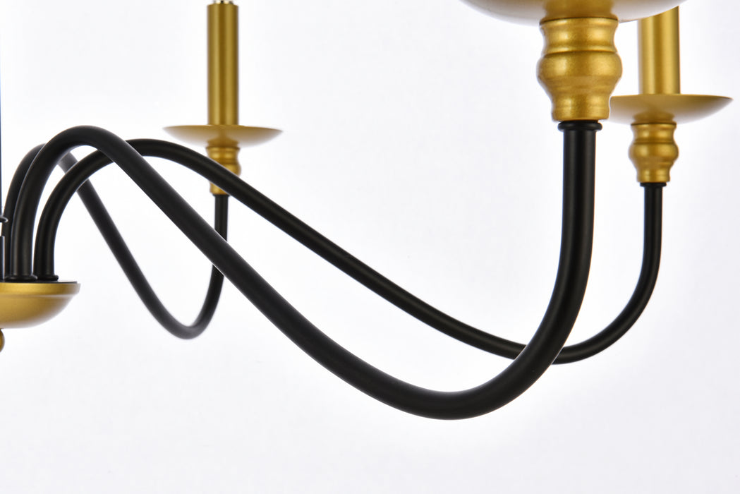 Elegant Lighting LD5056D30BRB Six Light Chandelier, brass