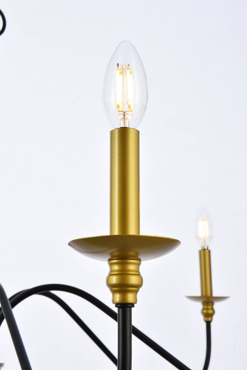 Elegant Lighting LD5056D30BRB Six Light Chandelier, brass