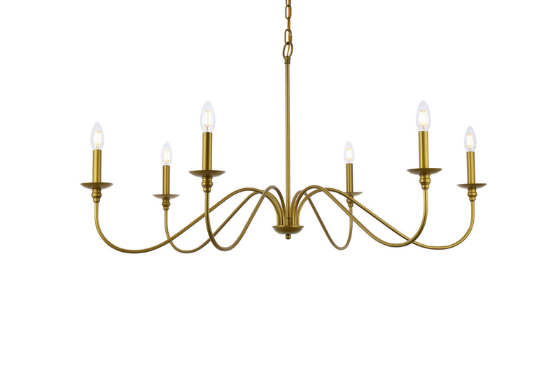 Elegant Lighting LD5056D42BR Six Light Chandelier, Brass