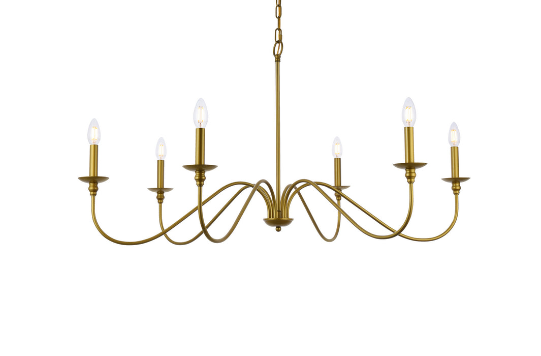 Elegant Lighting LD5056D42BR Six Light Chandelier, Brass