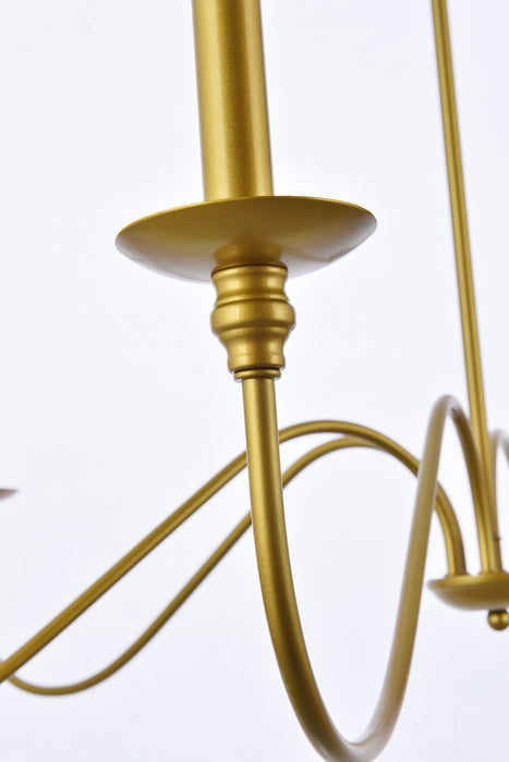 Elegant Lighting LD5056D42BR Six Light Chandelier, Brass
