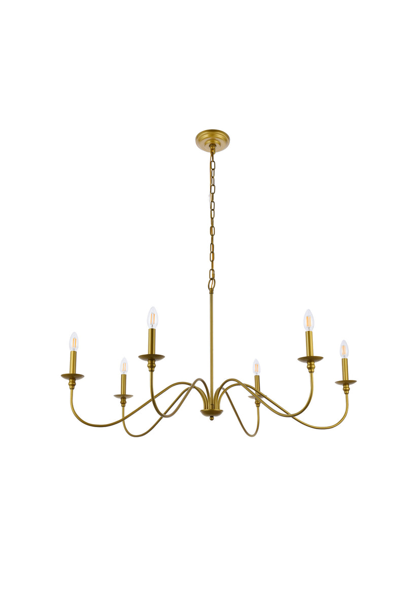 Elegant Lighting LD5056D42BR Six Light Chandelier, Brass