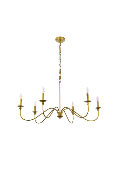 Elegant Lighting LD5056D42BR Six Light Chandelier, Brass