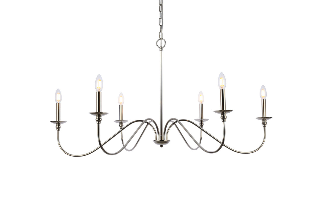 Elegant Lighting LD5056D42PN Six Light Chandelier, Polished Nickel