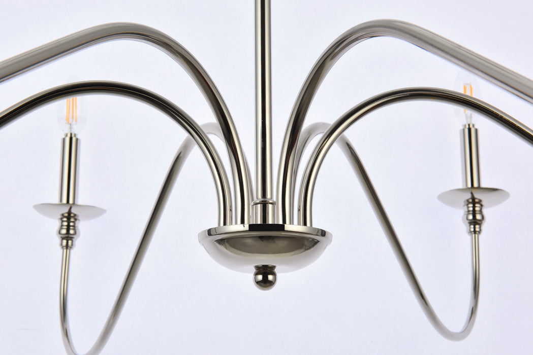 Elegant Lighting LD5056D42PN Six Light Chandelier, Polished Nickel