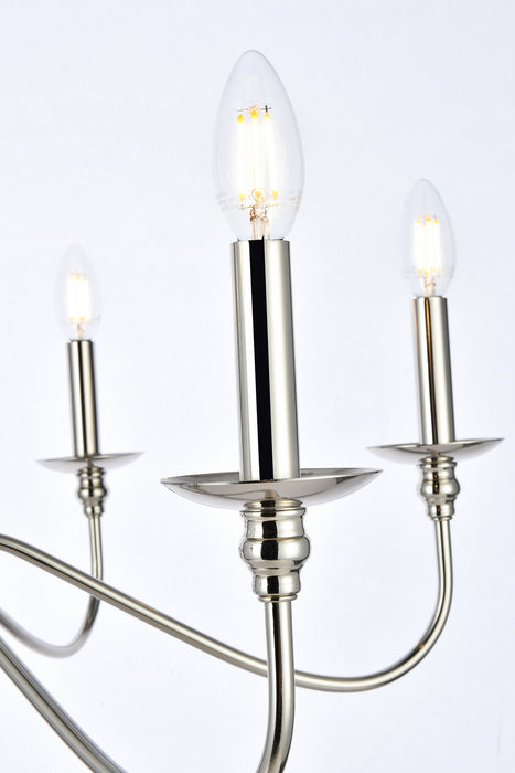 Elegant Lighting LD5056D42PN Six Light Chandelier, Polished Nickel