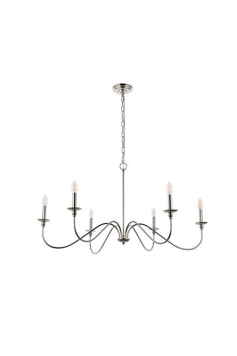 Elegant Lighting LD5056D42PN Six Light Chandelier, Polished Nickel
