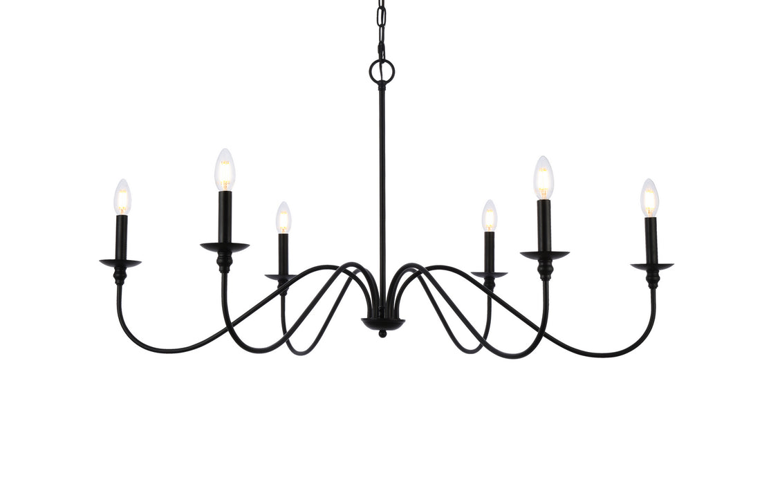 Elegant Lighting LD5056D42MB Six Light Chandelier, Matte Black
