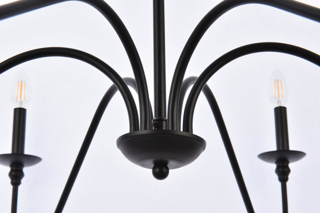 Elegant Lighting LD5056D42MB Six Light Chandelier, Matte Black