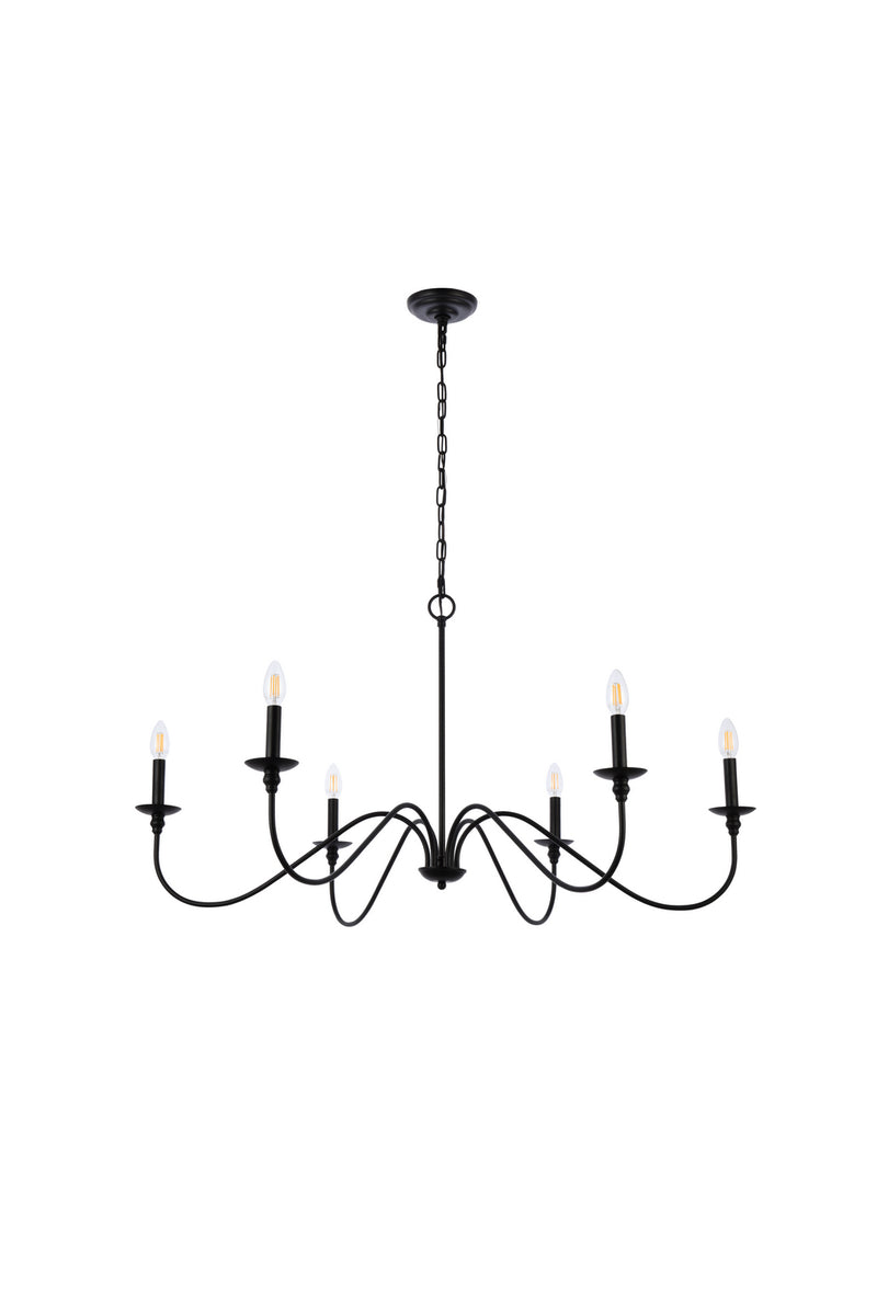 Elegant Lighting LD5056D42MB Six Light Chandelier, Matte Black