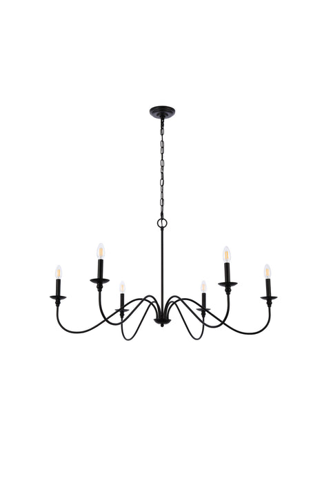 Elegant Lighting LD5056D42MB Six Light Chandelier, Matte Black