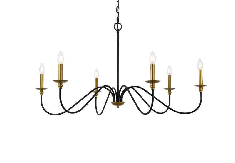 Elegant Lighting LD5056D42BRB Six Light Chandelier, brass
