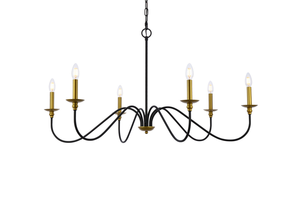 Elegant Lighting LD5056D42BRB Six Light Chandelier, brass