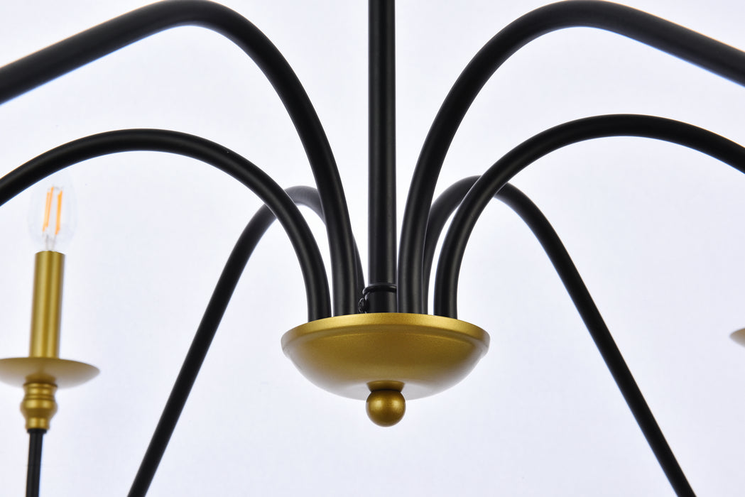 Elegant Lighting LD5056D42BRB Six Light Chandelier, brass