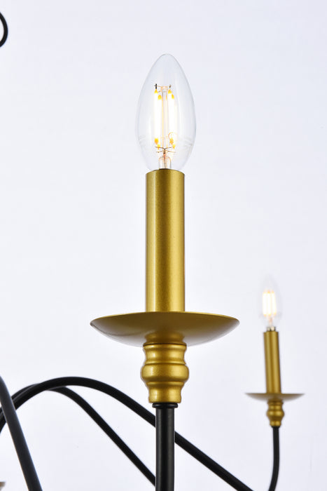 Elegant Lighting LD5056D42BRB Six Light Chandelier, brass