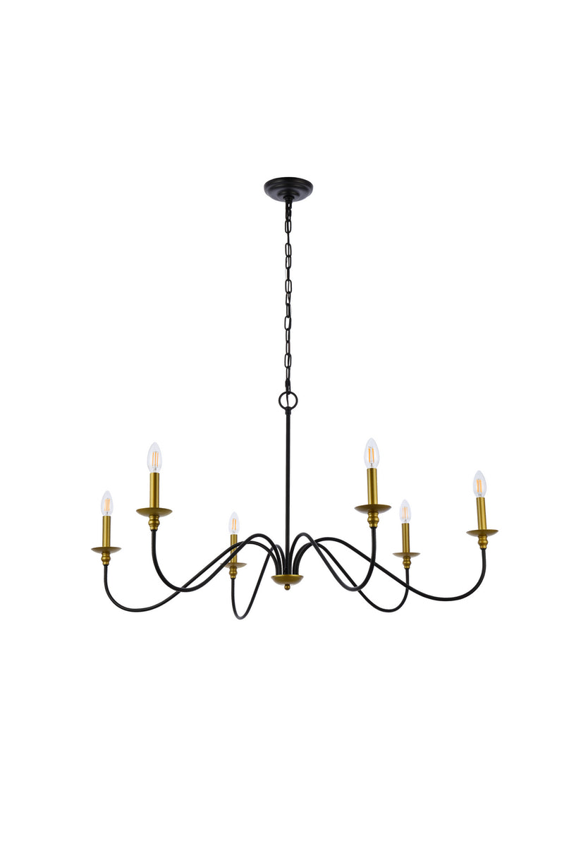 Elegant Lighting LD5056D42BRB Six Light Chandelier, brass