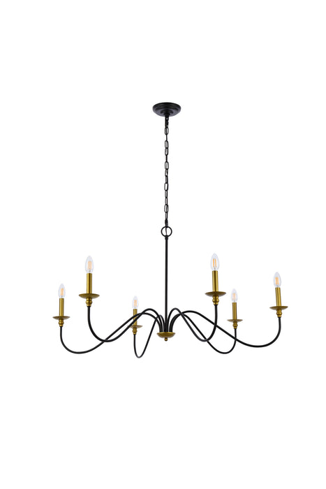 Elegant Lighting LD5056D42BRB Six Light Chandelier, brass