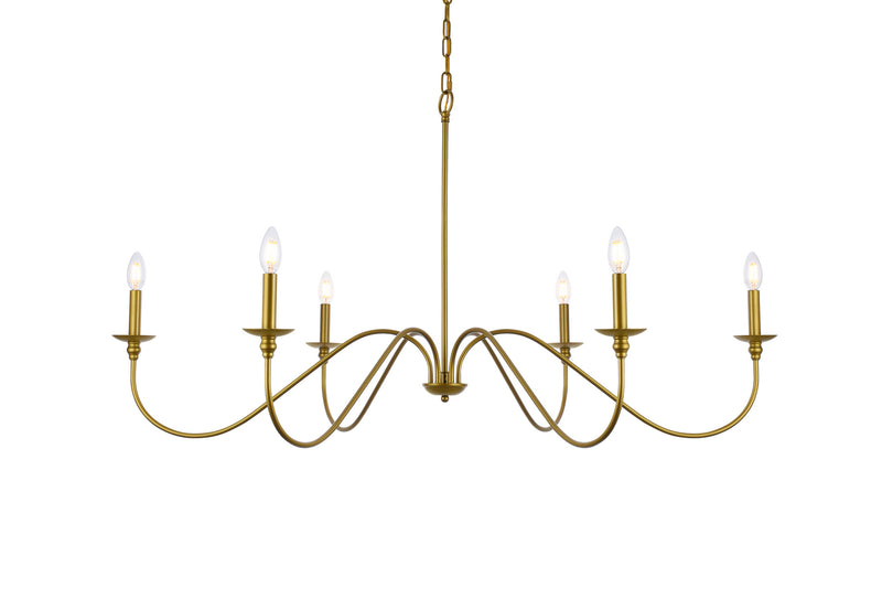 Elegant Lighting LD5056D48BR Six Light Chandelier, Brass