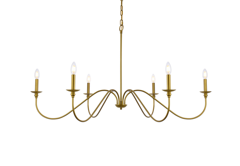 Elegant Lighting LD5056D48BR Six Light Chandelier, Brass