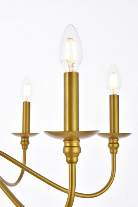 Elegant Lighting LD5056D48BR Six Light Chandelier, Brass