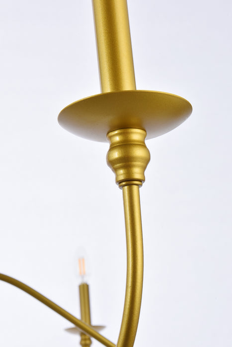 Elegant Lighting LD5056D48BR Six Light Chandelier, Brass