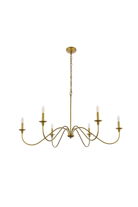 Elegant Lighting LD5056D48BR Six Light Chandelier, Brass