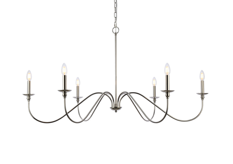Elegant Lighting LD5056D48PN Six Light Chandelier, Polished Nickel