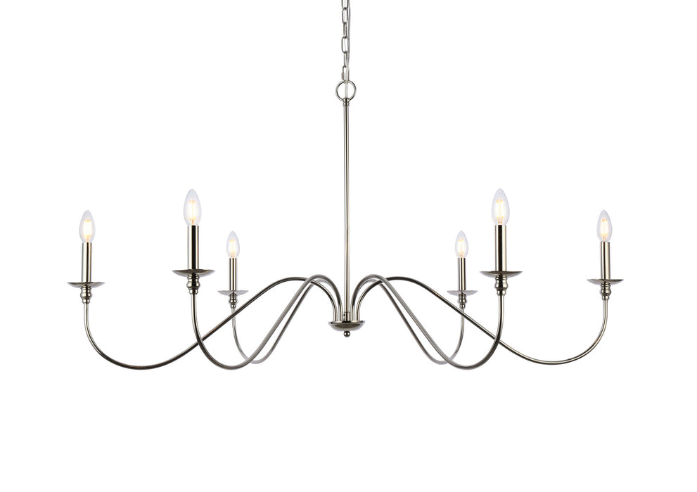 Elegant Lighting LD5056D48PN Six Light Chandelier, Polished Nickel