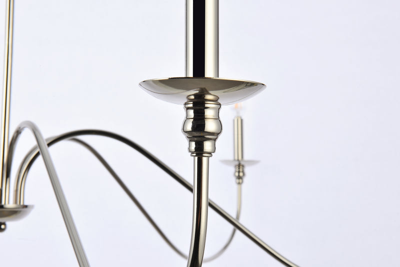 Elegant Lighting LD5056D48PN Six Light Chandelier, Polished Nickel