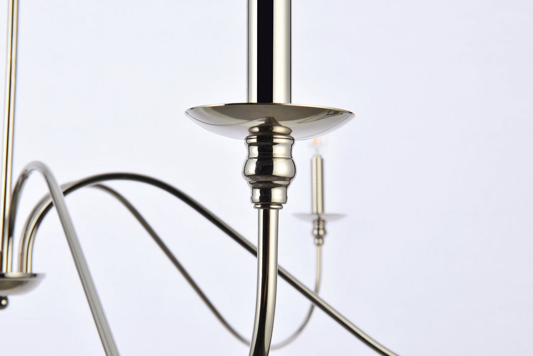 Elegant Lighting LD5056D48PN Six Light Chandelier, Polished Nickel