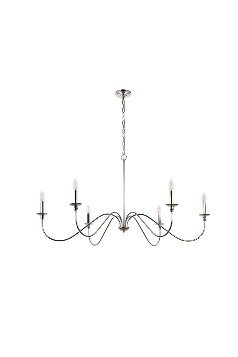 Elegant Lighting LD5056D48PN Six Light Chandelier, Polished Nickel
