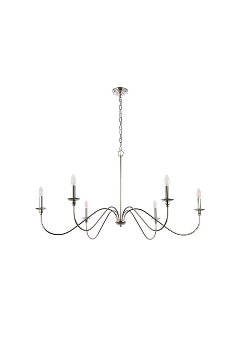 Elegant Lighting LD5056D48PN Six Light Chandelier, Polished Nickel